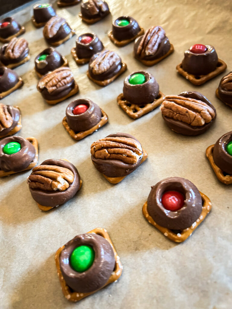 Festive Rolo Pretzel Bites. Rolo Pretzel Delights. Rolo Turtles