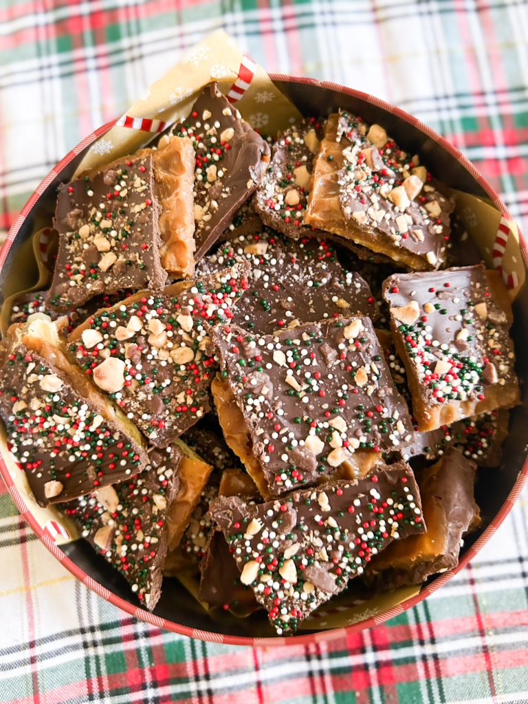 Christmas Crack Candy made with Saltine Crackers.