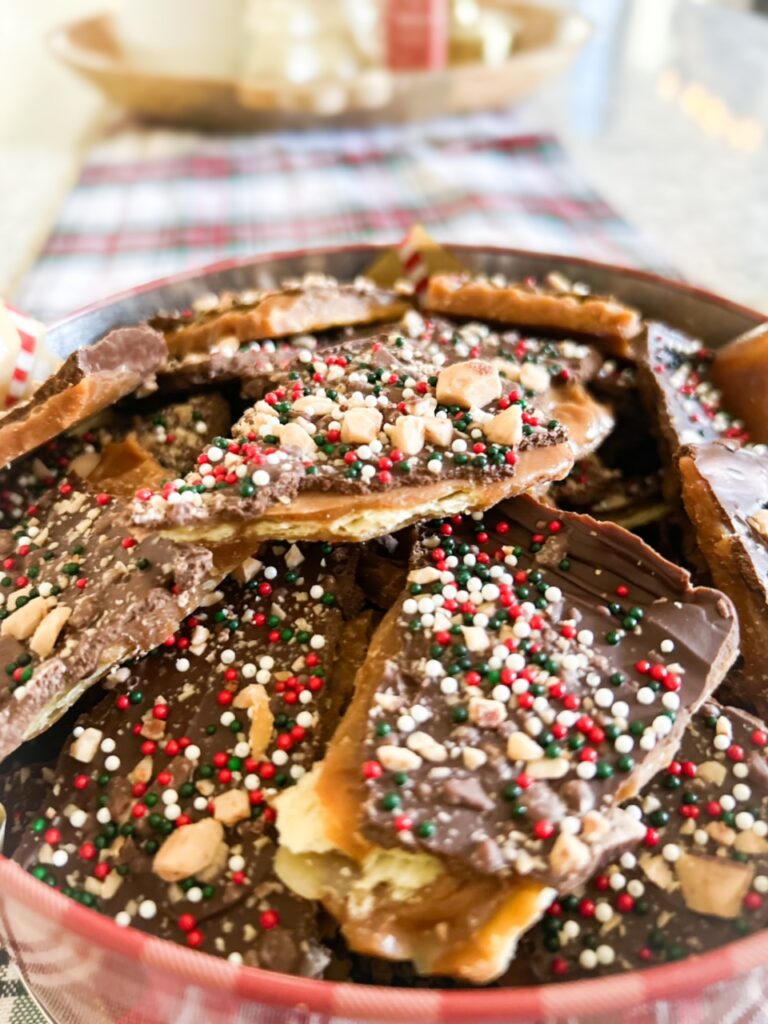 Christmas Crack Candy made with saltine crackers.